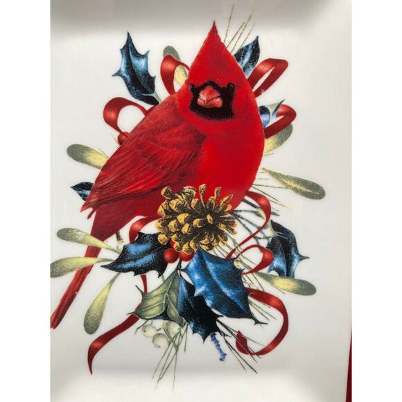 Lenox Winter Greetings Spoon Rest Tray Cardinal Red Blue Gold 6.5x5 NIB - Picture 1 of 8